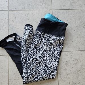 LULULEMON Cropped Leggings - black and white